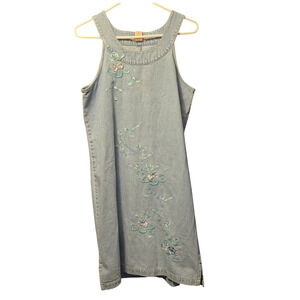 Expressions denim embroidered floral dress country SIZE MEDIUM